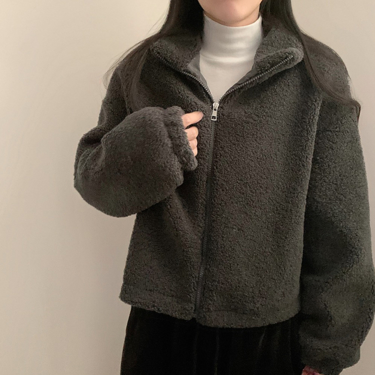 우디 양털 하이넥 집업 자켓 후리스 후드 뽀글이 겨울 겨울 아우터 겨울옷 후리스집업 플리스자켓