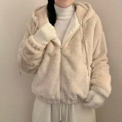 밍크 후드 집업 겨울 아우터 겨울옷 상의 뽀글이 후리스 기모 베이지