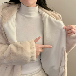 밍크 후드 집업 겨울 아우터 겨울옷 상의 뽀글이 후리스 기모 베이지