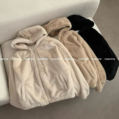 밍크 후드 집업 겨울 아우터 겨울옷 상의 뽀글이 후리스 기모