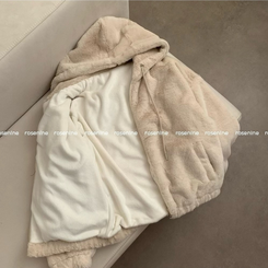 밍크 후드 집업 겨울 아우터 겨울옷 상의 뽀글이 후리스 기모