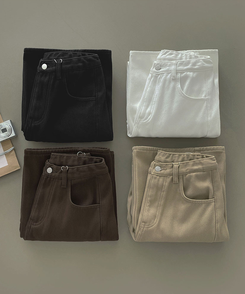 2XL겨울 필수 융털기모 도톰 절개 밴딩 와이드 면팬츠