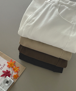 2XL겨울 필수 융털기모 도톰 절개 밴딩 와이드 면팬츠