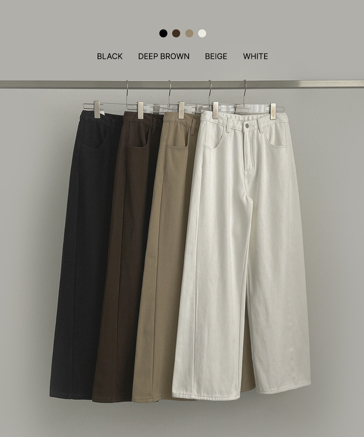 2XL겨울 필수 융털기모 도톰 절개 밴딩 와이드 면팬츠