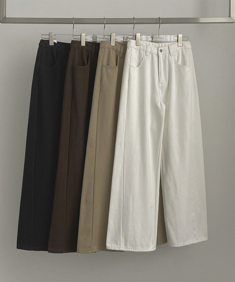 2XL겨울 필수 융털기모 도톰 절개 밴딩 와이드 면팬츠