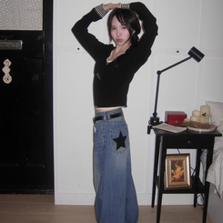 ストライプレイヤードニットカーディガン BLACK