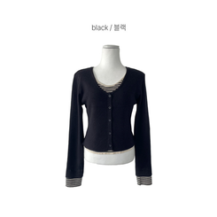 ストライプレイヤードニットカーディガン