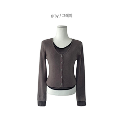 ストライプレイヤードニットカーディガン