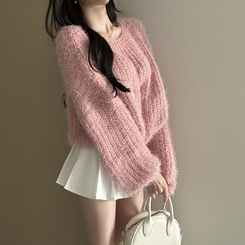 デイリーボートネックニット(5color) PINK