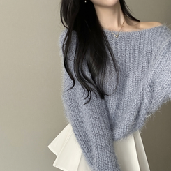 デイリーボートネックニット(5color) SKY BLUE