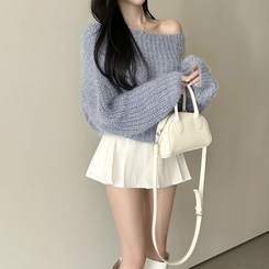 デイリーボートネックニット(5color) SKY BLUE