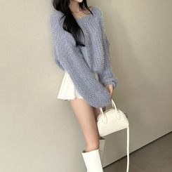 デイリーボートネックニット(5color) SKY BLUE