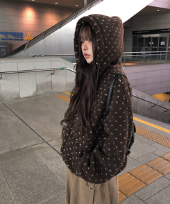 ハートボアフリースフードジャンパー BROWN