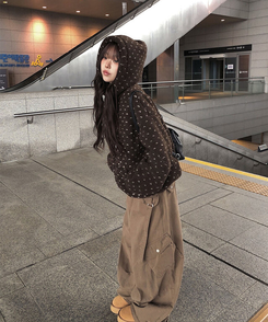 ハートボアフリースフードジャンパー BROWN