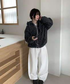 ハートボアフリースフードジャンパー CHARCOAL