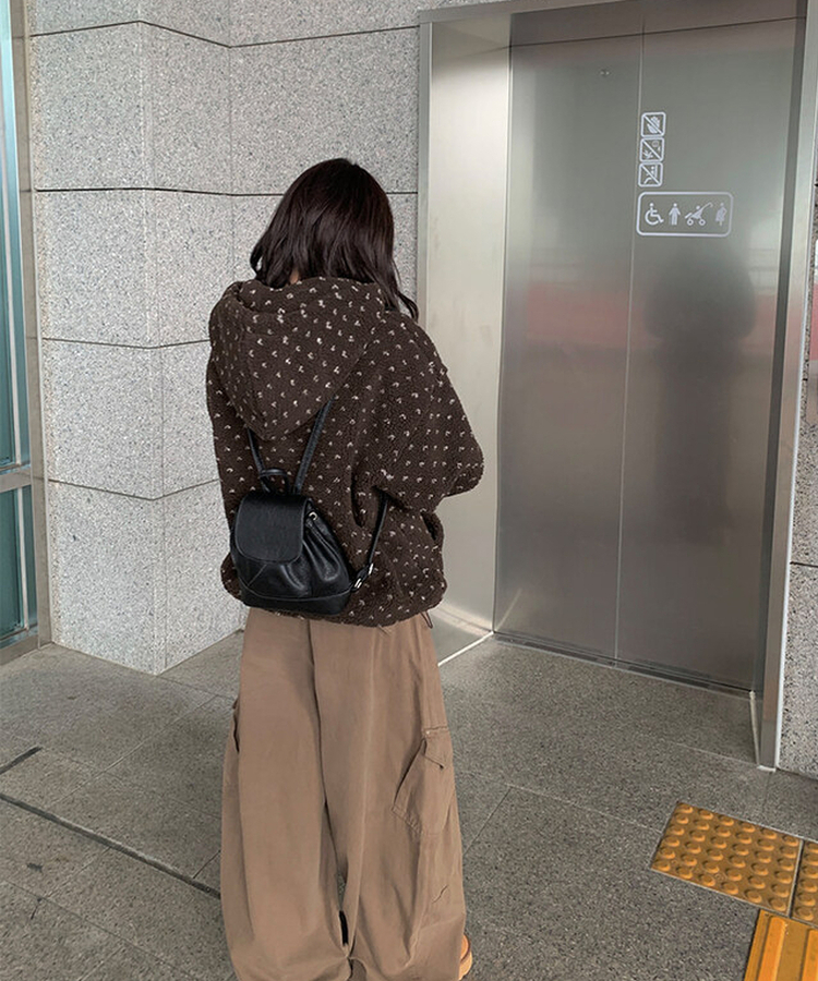 ハートボアフリースフードジャンパー BROWN