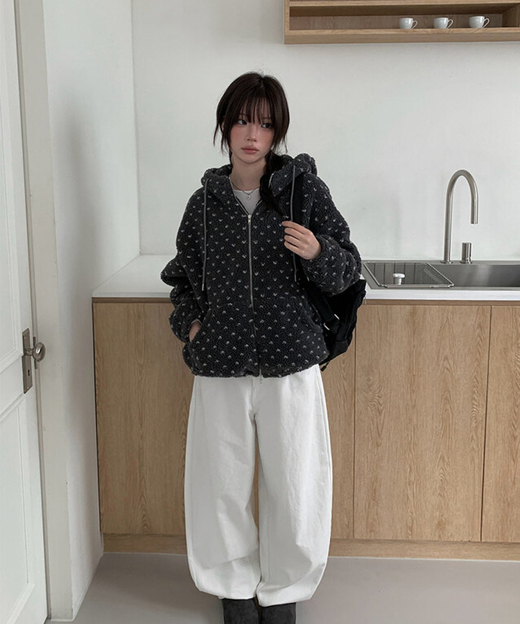 ハートボアフリースフードジャンパー CHARCOAL