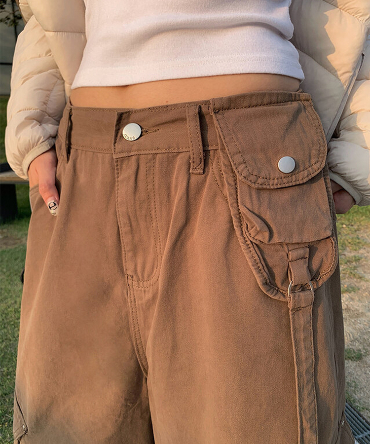 ポケットビッグカーゴワイドパンツ｜コットンパンツ｜韓国