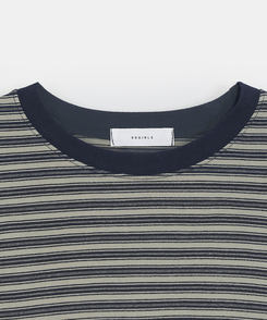 【起毛】ベインストライプTシャツ
