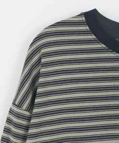 【起毛】ベインストライプTシャツ