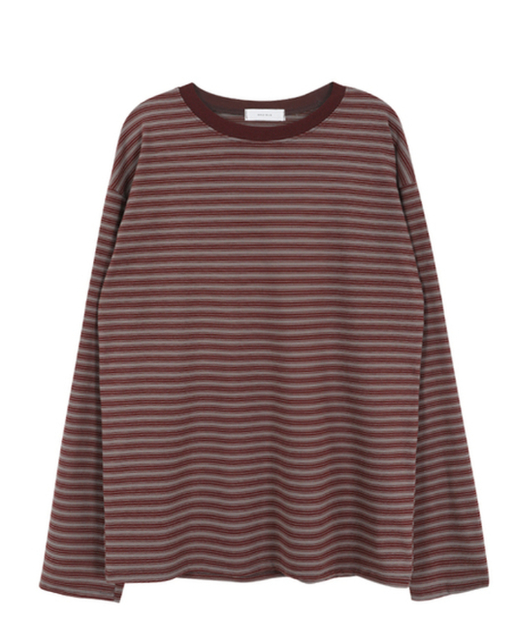 【起毛】ベインストライプTシャツ