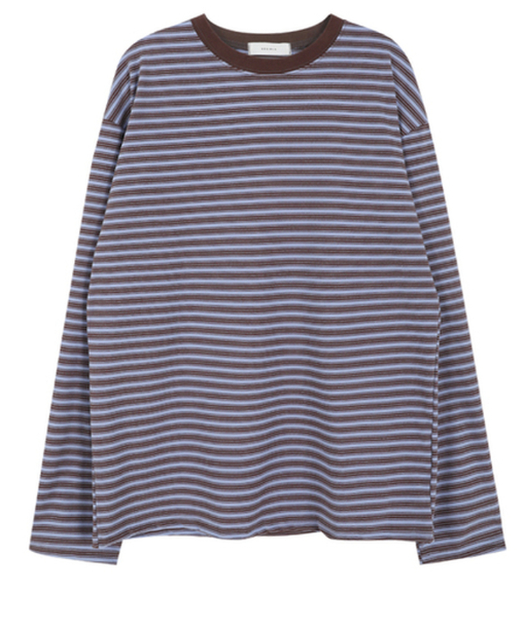 【起毛】ベインストライプTシャツ