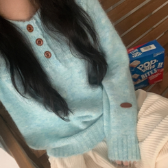 ボカシボタンラウンドウールニット(5color) MINT