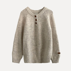 ボカシボタンラウンドウールニット(5color)