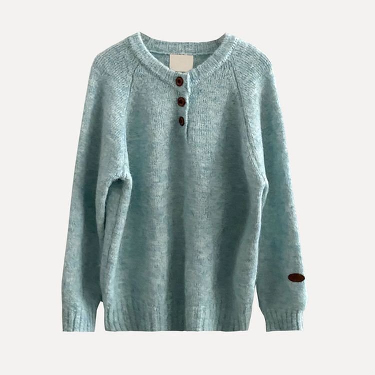 ボカシボタンラウンドウールニット(5color)