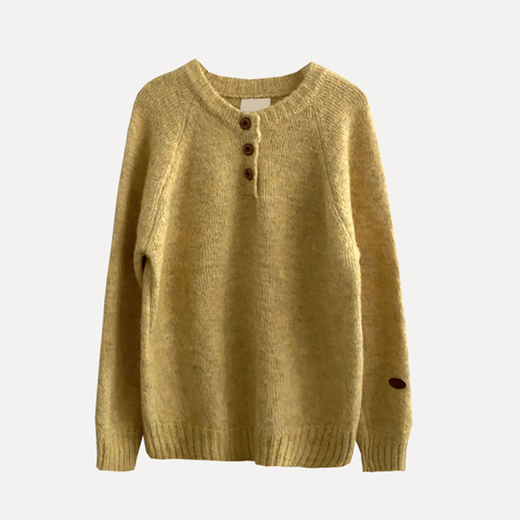 ボカシボタンラウンドウールニット(5color)