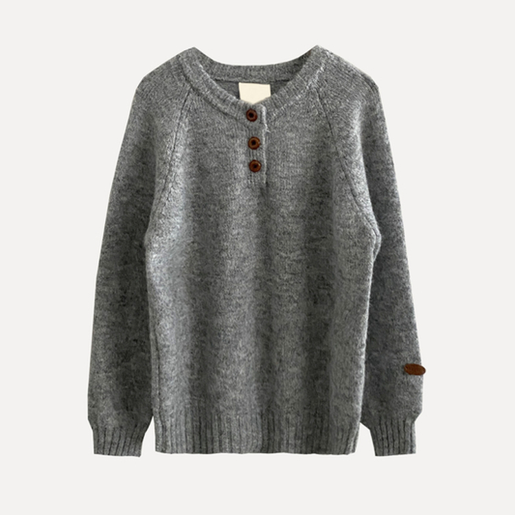 ボカシボタンラウンドウールニット(5color)