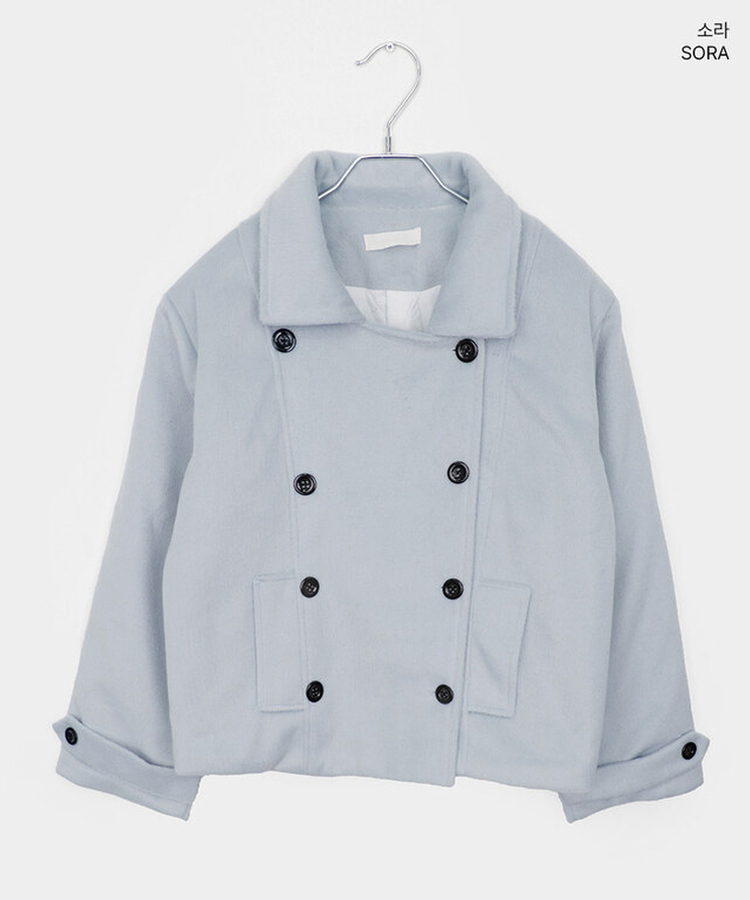 링사 더블 버튼 카라 울 숏 코트