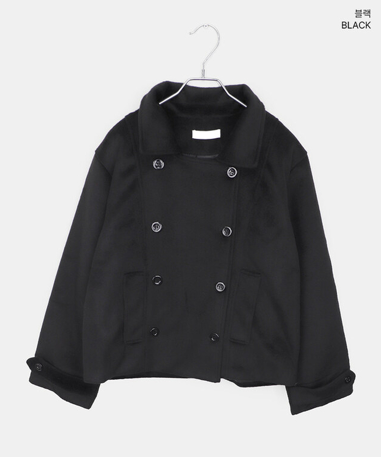 링사 더블 버튼 카라 울 숏 코트