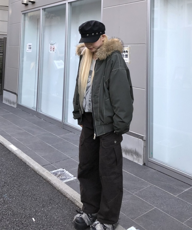 코튼 핀턱 카고 피그먼트 워싱 와이드 팬츠 밤색