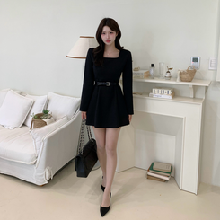 スクエアツイードミニワンピース BLACK