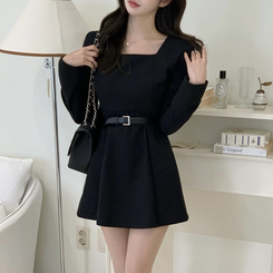 スクエアツイードミニワンピース BLACK