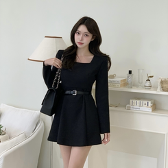 スクエアツイードミニワンピース BLACK