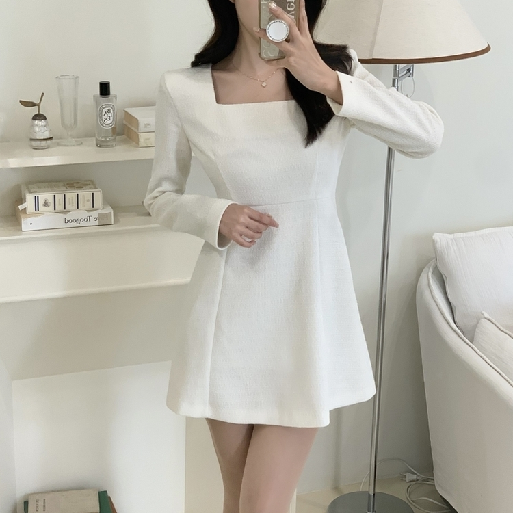 スクエアツイードミニワンピース IVORY