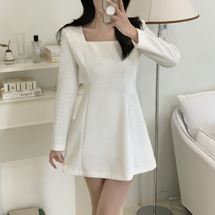 スクエアツイードミニワンピース IVORY