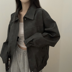 オーバーフィットライダーレザージャケット GREY