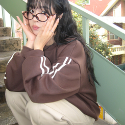 トラックラインプリンティングトレーナー BROWN