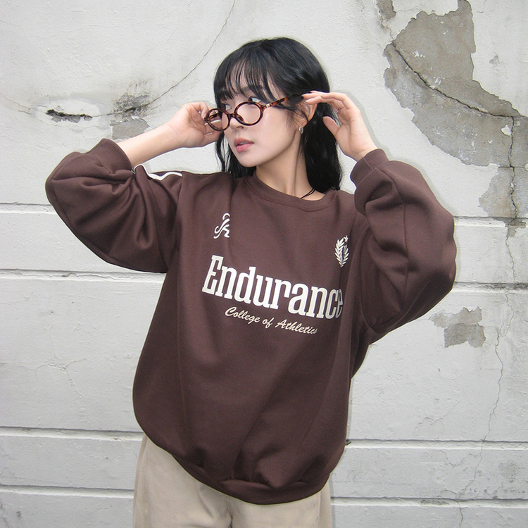 トラックラインプリンティングトレーナー BROWN