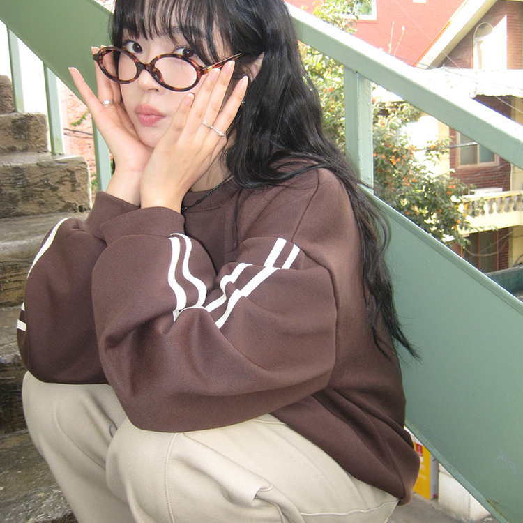 トラックラインプリンティングトレーナー BROWN