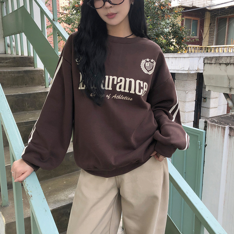 トラックラインプリンティングトレーナー BROWN