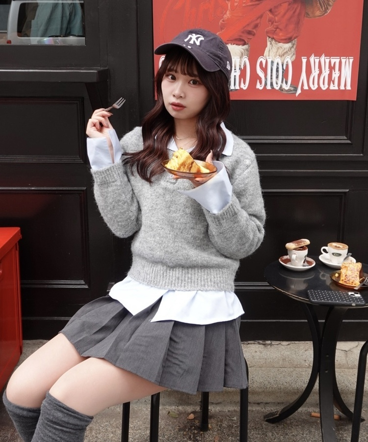 クロップレイヤードシャツニット｜ニット｜韓国ファッション通販 SONA