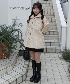 포그니 양털 자켓 코트 베이지