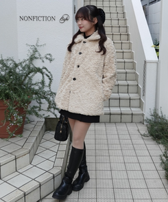 포그니 양털 자켓 코트 베이지