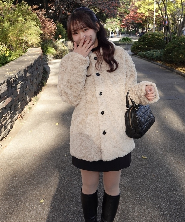 포그니 양털 자켓 코트 베이지