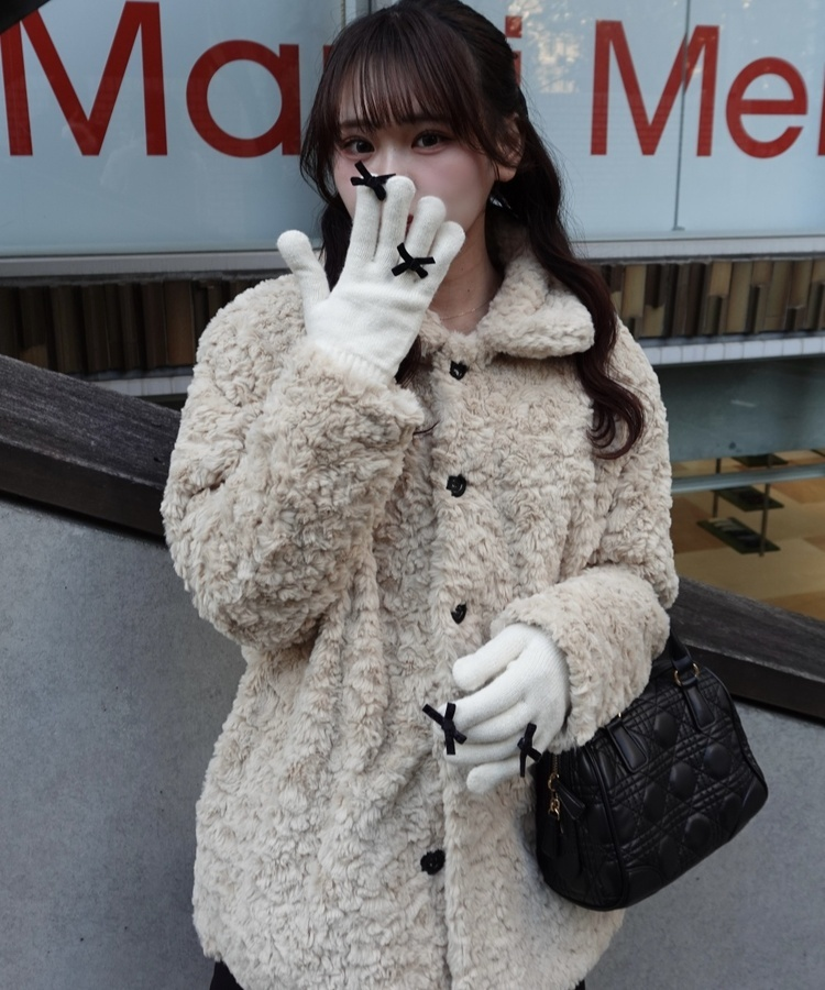 포그니 양털 자켓 코트 베이지