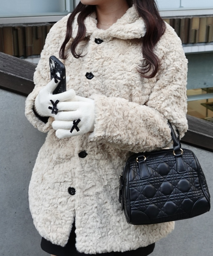 포그니 양털 자켓 코트 베이지